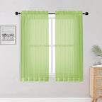 OWENIE Lime Sheer Curtains for Bedroom Living Room 54 Inch Length 2 Panels Set by OWENIE