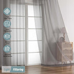 Grey Sheer Curtains for Window 72 inches Long 2 Panels Set, Soft Airy Modern - Image 5