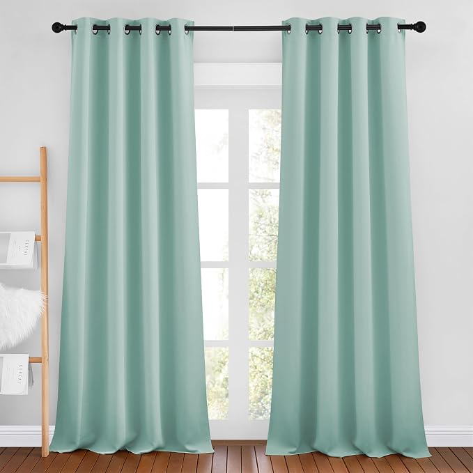 NICETOWN Aqua Blue Curtains 96 inches Long, Grommet Thermal Insulated Blackout by NICETOWN