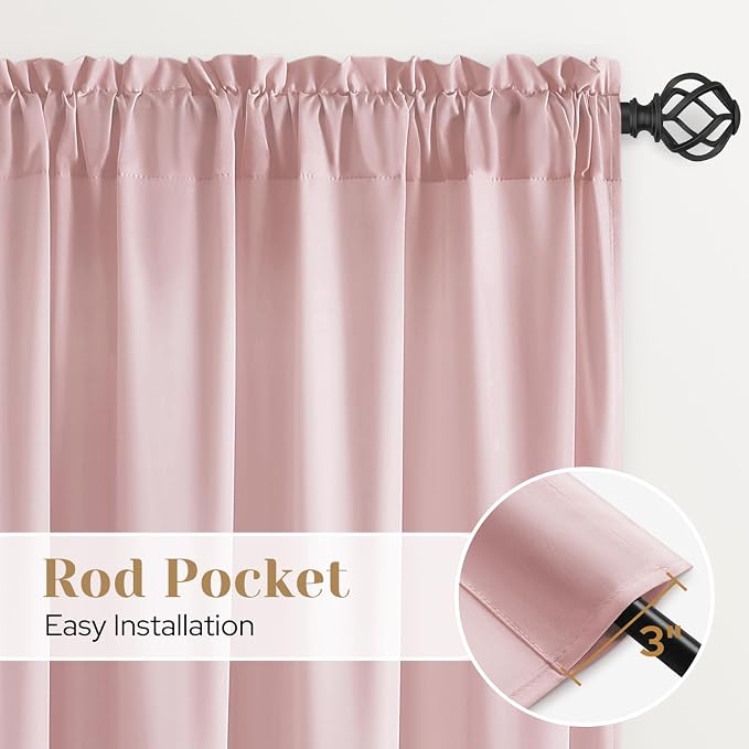 HOMEIDEAS Non-See-Through Light Pink Privacy Sheer Curtains, 52 X 45 Inches - Image 5