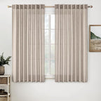 MIULEE Natural Linen Curtains 45 Inch Length 2 Panels by MIULEE