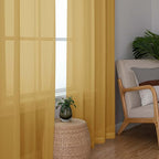 Chyhomenyc Extra Long Gold Sheer Curtains 108 Inches Long 2 Panels, Light - Image 6