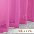 Chyhomenyc Sheer Hot Pink Tier Curtains 24 Inch Length Set, Small Window - Image 8