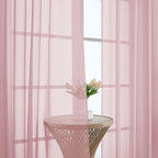 OWENIE Sheer Blush Curtains, Sheer Curtains 63 inch Length 2 Panels Set - Image 7