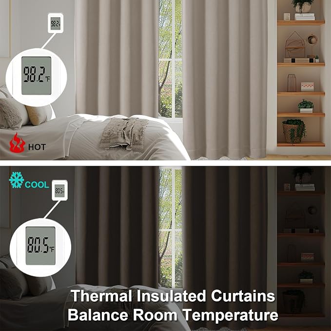 Simplebrand Ava Stone Short 24 Inches Blackout Curtain 2 Panels Set, Half - Image 6