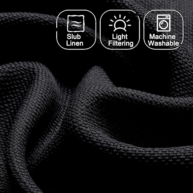 Chyhomenyc Black Valance for Windows, Light Filtering Faux Linen Solid Short - Image 3