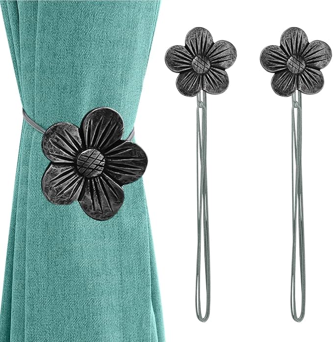 Lewondr Vintage Magnetic Curtain Tieback, 1 Pair Resin Flower Curtain Drapery by Lewondr