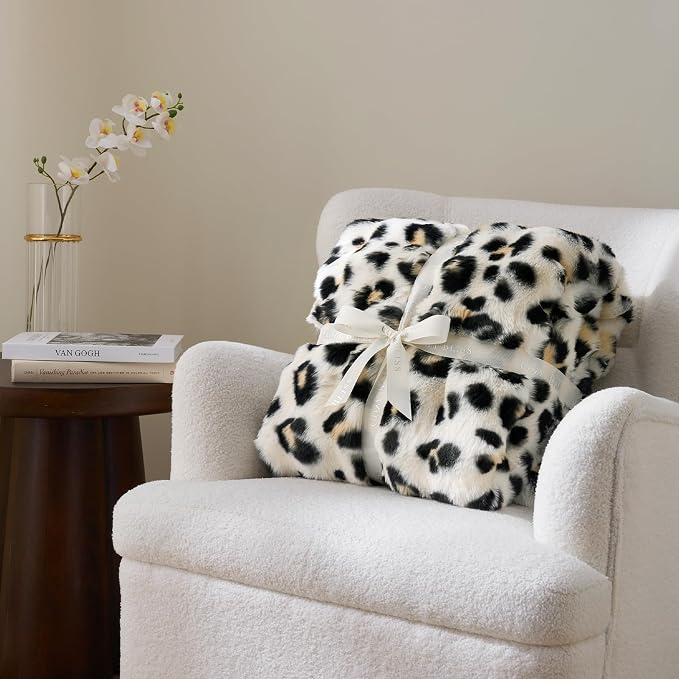 Cozy Bliss Leopard Print Faux Fur Throw Blanket - Image 4