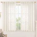 LAMIT Cream Linen Semi Sheer Curtains 45 Inch by LAMIT