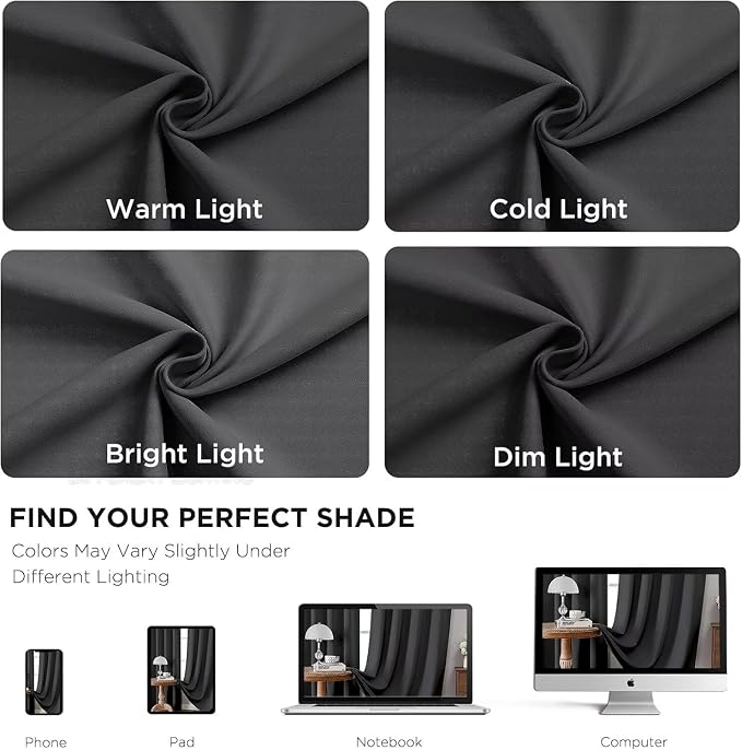 Joydeco Blackout Curtains 95 Inch Length 2 Panels Set, Thermal Insulated Grey - Image 6