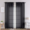 Chyhomenyc Black Sheer Curtains 84 Inches Long 2 Panels, Light Filtering Black by Chyhomenyc