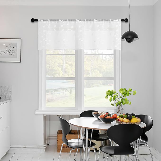 MRTREES Sheer Valance Curtain, 2 Panels Christmas Sheer Curtains Valances Rod - Image 6