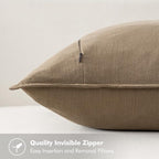 MIULEE Decorative Linen Pillow Covers 20x20 Inch Khaki Boho Farmhouse Neutral - Image 3
