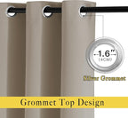 NICETOWN Taupe Window Treatments 66 inch Length 2 Panels Set, Grommet Blackout - Image 2