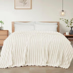 Exclusivo Mezcla King Size Flannel Fleece Blanket, Super Soft Striped Jacquard by ExclusivoMezcla