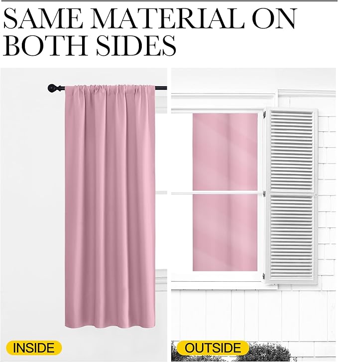 NICETOWN Blackout Curtains for RV Windows, Rouge Pink, 2 Panels, Room Darkening - Image 5
