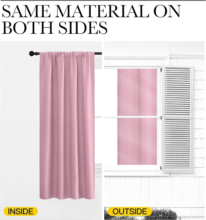 NICETOWN Blackout Curtains for Living Curtains, Rouge Pink, 2 Panels, 42 by 84 - Image 6