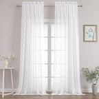 Chyhomenyc Extra Long White Sheer Curtains 108 Inch Length 2 Panels Set by Chyhomenyc