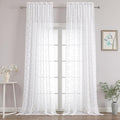 Chyhomenyc Extra Long White Sheer Curtains 120 Inch Length 2 Panels Set by Chyhomenyc