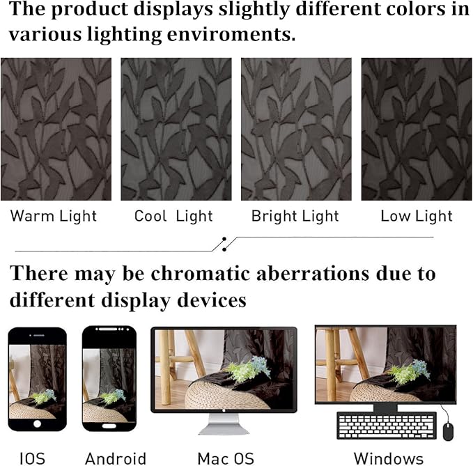 Lecloud Leia 2 PCS Chocolate Brown Sheer Kitchen Curtains 36 Inch Length - Image 5