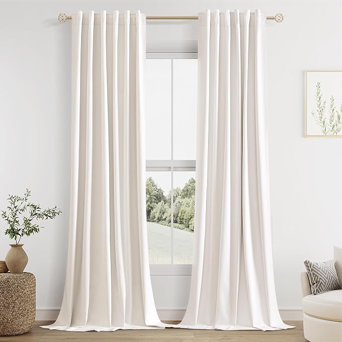 Guken 100% Blackout Linen Curtains 42 Inch Wide by 108 Inch 2 Panels Set by Guken