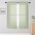OWENIE Sheer Curtains 63 inch Length 2 Panels Set, Rod Pocket Voile Fimly Sheer by OWENIE