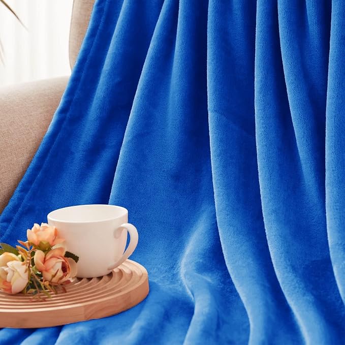Exclusivo Mezcla Fleece Cobalt Blue Throw Blanket - Image 8