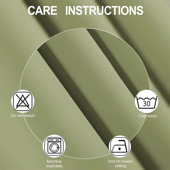 LEMOMO Sage Green Thermal Blackout Curtains/38 x 84 Inch/Set of 2 Panels Room - Image 4