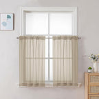 Chyhomenyc Taupe Sheer Curtains 30 inch Length 2 Panels, Light Filtering Voile by Chyhomenyc