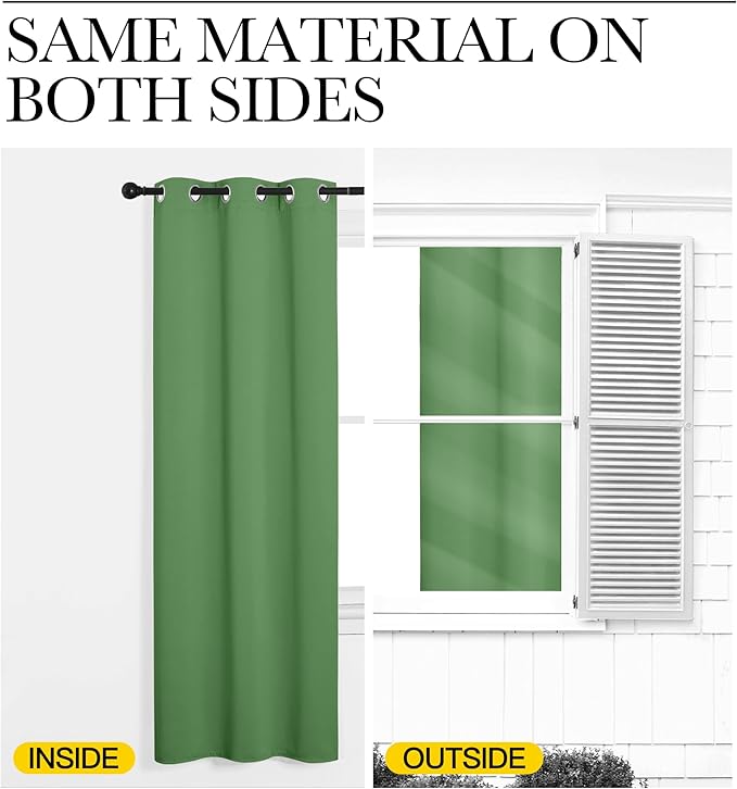 NICETOWN Forest Green Blackout Curtain Panels 48 inch Long Set of 2 - Image 5