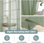 Sage Green Sheer Curtains 84 Inches Long 2 Panels, Elegant Airy Transparent - Image 4