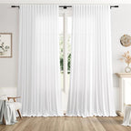 Extra Wide Linen Curtains for Living Room 102 Inch for Bedroom Divider Off by Nanspring