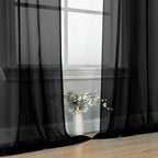 OVZME Black Sheer Curtains 84 Inches Long 2 Panel Sets, Solid Color Lightweight - Image 6