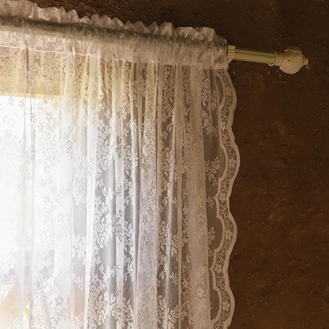 YJ YANJUN Vintage Lace Curtains 54 Inches Length- Victorian Floral Pattern - Image 3