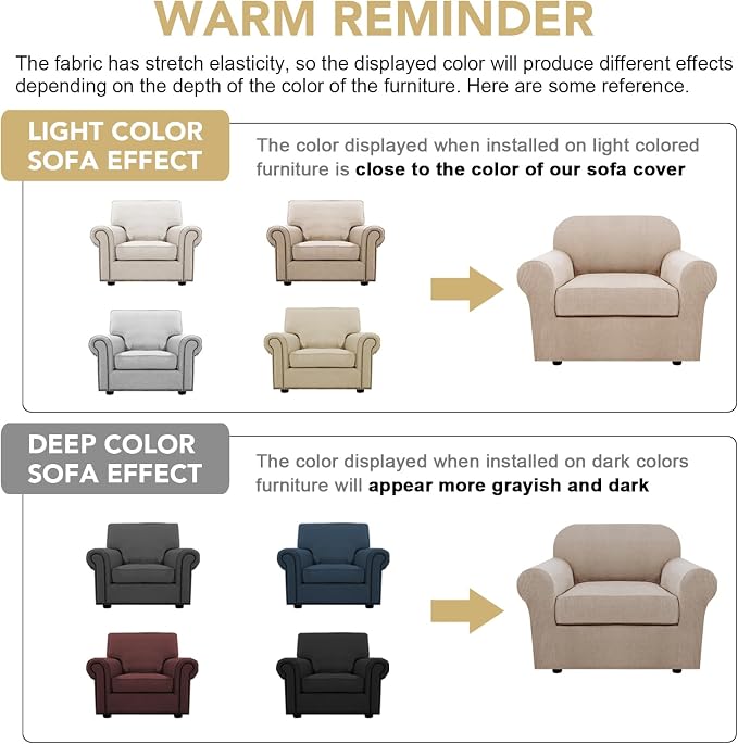 H.VERSAILTEX Armchair Slipcover Chair Cover 2 Piece Stretch Slipcovers - Image 4