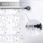 MRTREES Sheer Voile Curtain Valances 2 Panels, Leaves Embroidered Valance - Image 2