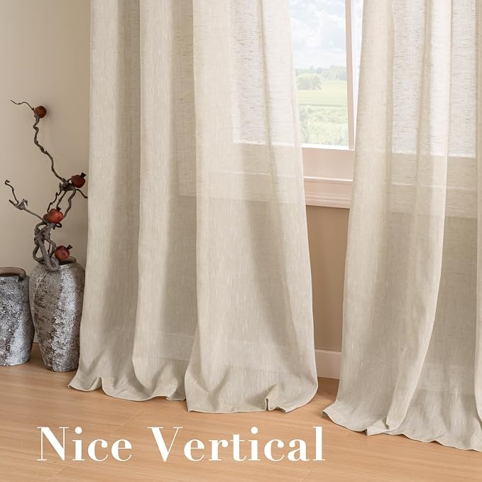 H.VERSAILTEX Linen Curtains Natural Linen Semi-Sheer Curtains 2 Panels Nickel - Image 7