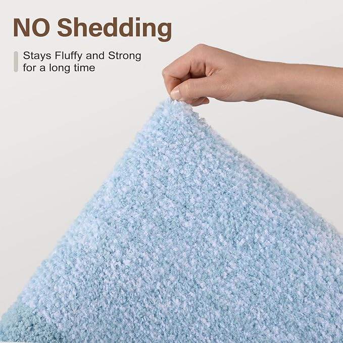 36x24 Large Bathroom Rugs Washable Non Slip, Light Blue Bath Mat - Image 8