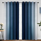 Yakamok Blue and Greyish White Ombre Curtains, Room Darkening Gradient Color - Image 2