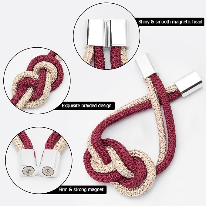 NICEEC 4 Pack Mini Magnetic Curtain Tiebacks Nordic Simple Style Drape Tie - Image 3