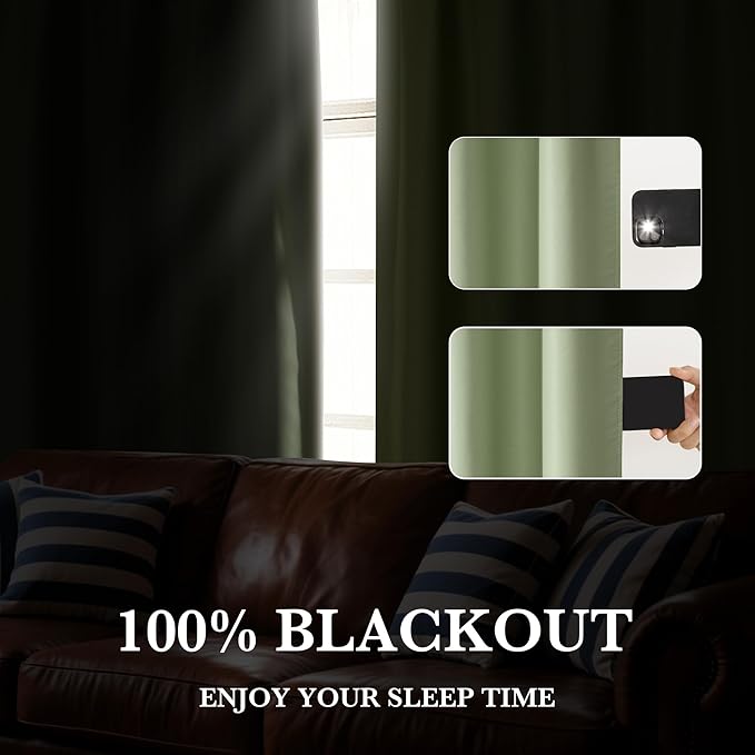 RYB HOME Bedroom Blackout Curtains 63 inches Long, 100% Blackout Thermal - Image 4