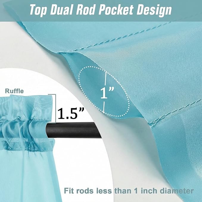 Sheer Curtains 63 Inch Length 2 Panels, Voile Sheer Curtain - Image 3
