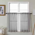Gwine Charcoal Grey Sheer Kitchen Curtains 36 Inch Length, Light Filtering by Gwine