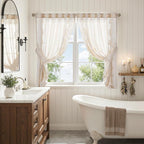 jinchan Belrose Linen Floral Cafe Curtains 45 Inch Length Embroidered Farmhouse - Image 9