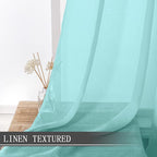 Tollpiz Sheer Curtains Linen Textured Bedroom Curtain Sheers Light Filtering - Image 2