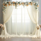 Ivory Tulle Backdrop Curtain for Wedding Parties 10ft x 8ft Sheer Backdrop - Image 2