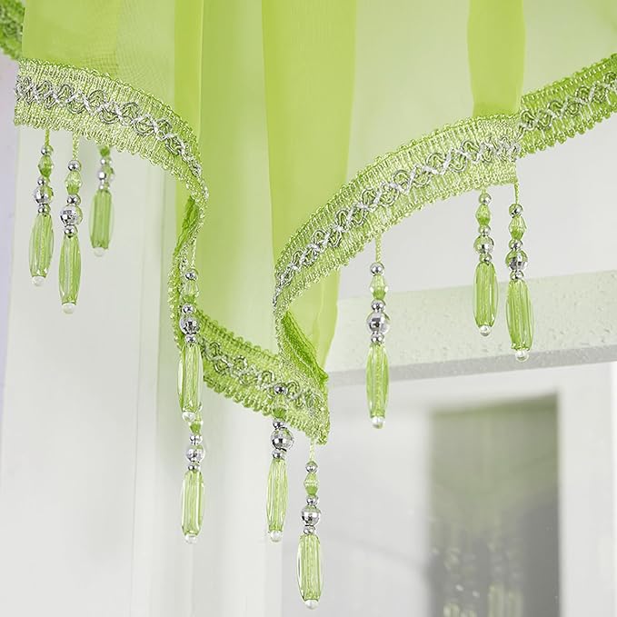 Molaxhome Swag Curtain 51 inch Length Rod Pocket Scalloped Curtain Valance - Image 3