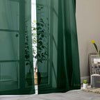 Sheer Hunter Green Curtains for Bedroom Living Room 90 Inches Long 2 Panels Set - Image 9