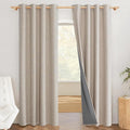 NICETOWN Oatmeal Vintage Open Linen Weave Flax Thermal Curtains, 100% Blackout by NICETOWN