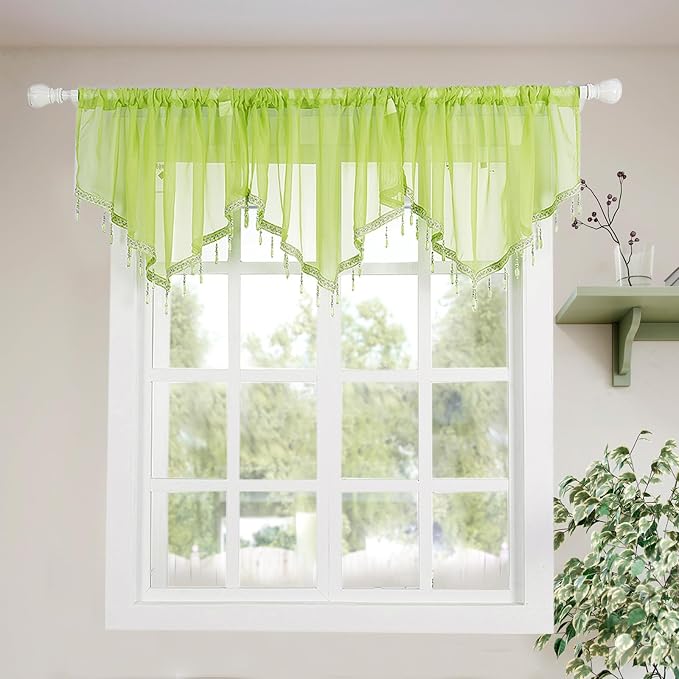 Molaxhome Swag Curtain 51 inch Length Rod Pocket Scalloped Curtain Valance by Molaxhome